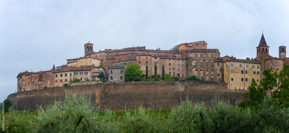 Panorama of Anghiari medieval village in Tuscany - Italy