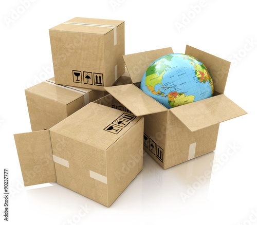 Global logistics, shipping and worldwide delivery business 