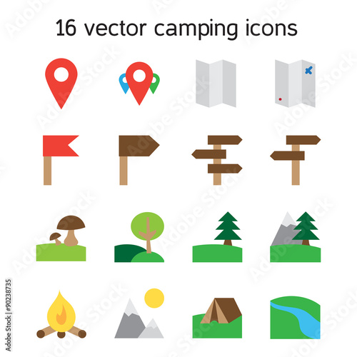 Set of camping, travelling and nature icons