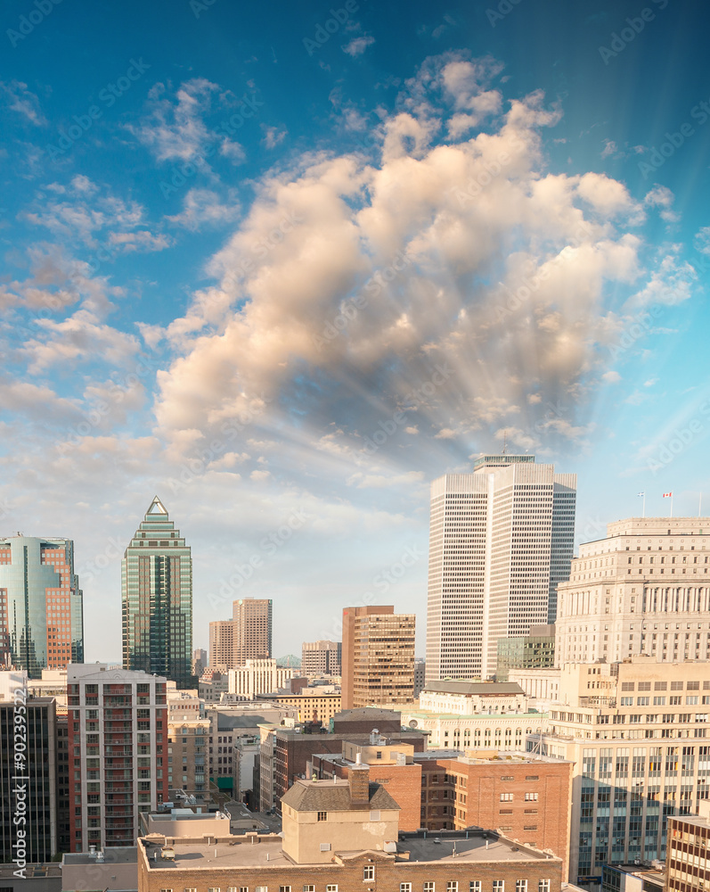 Beautiful Montreal aerial skyline