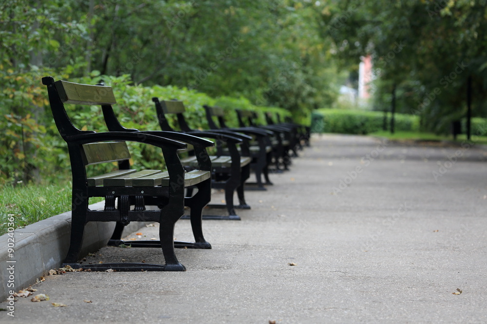 a row of benches