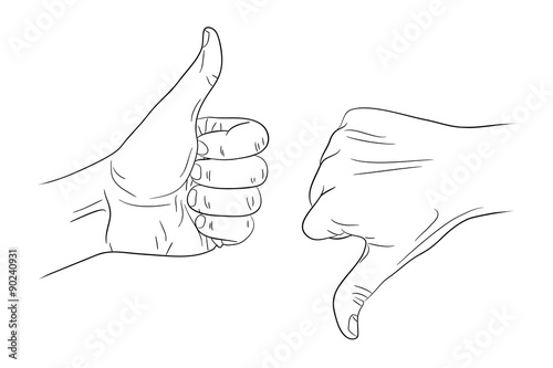 thumb up thumb down outline contour