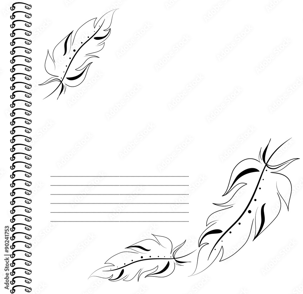 feathers in a vector on a white background cover notebooks , album