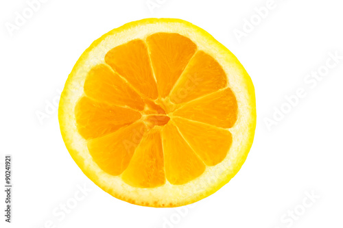 Slice of lemon isolated on white background