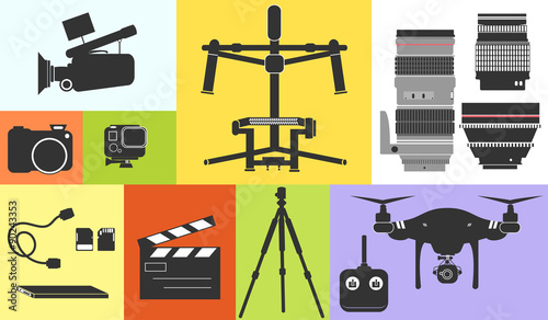 Silhouette Icon Cinema Footage Photo Professional Equipment