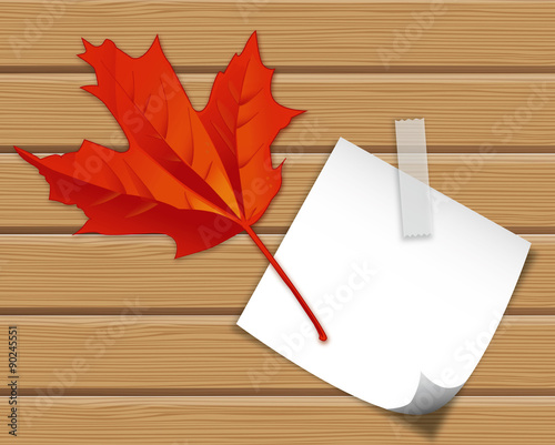 Herbst Notiz auf Holzhintergrund