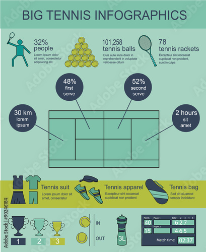 Big tennis vector infographics