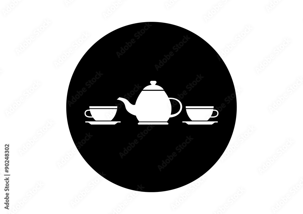 Black and white tea icon on white background Black and white tea icon on white background