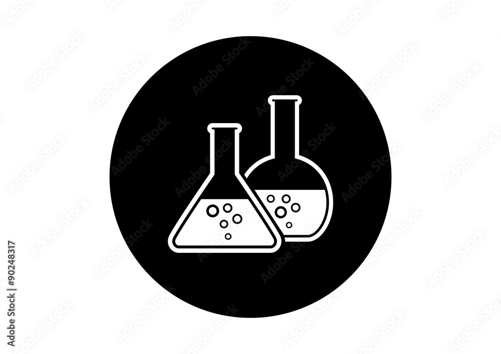 Black and white laboratory glass on white background Black and white laboratory glass on white background
