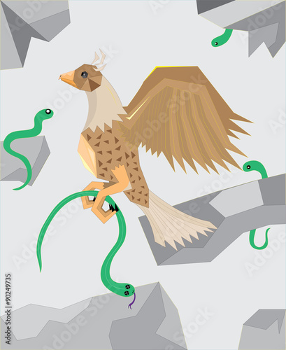 The eagle to hunt on green snakes.