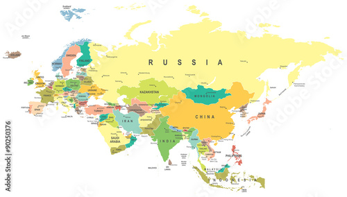 Eurasia map - highly detailed vector illustration.