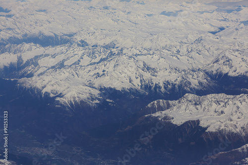 view from the the plane to the mountains