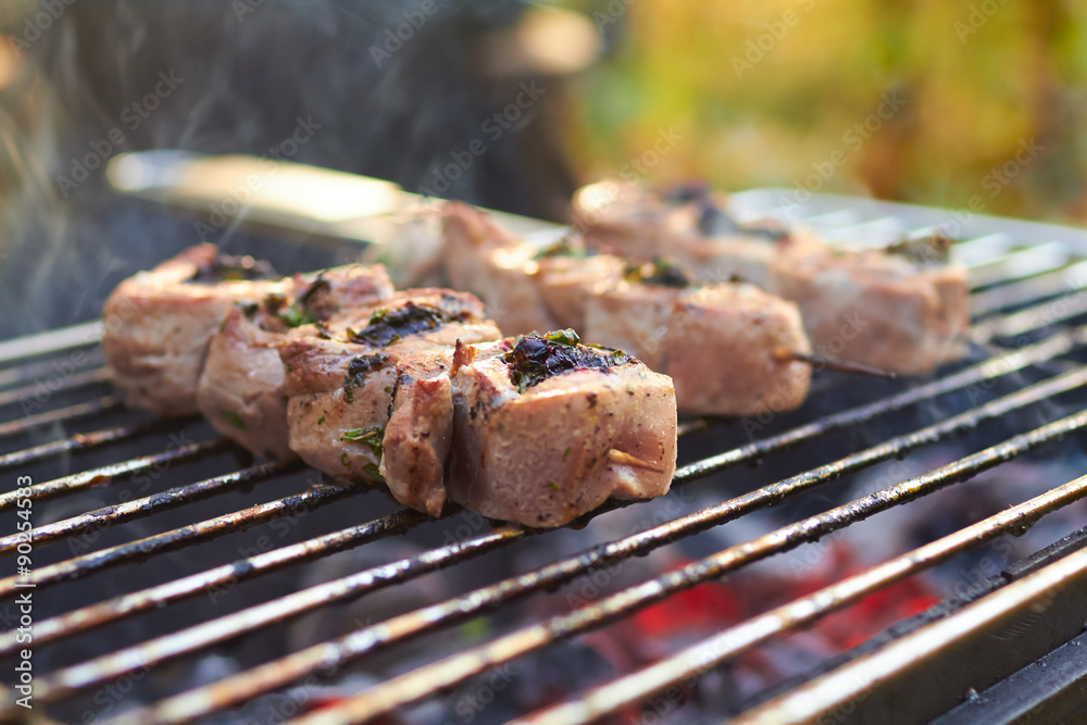 meat rolls grilled on skewers