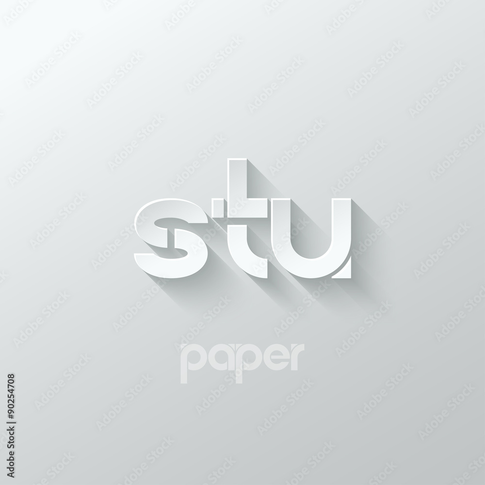 letter S T U logo alphabet icon paper set background
