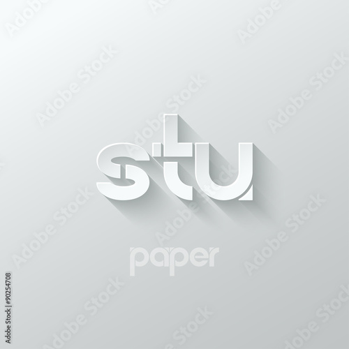 letter S T U logo alphabet icon paper set background