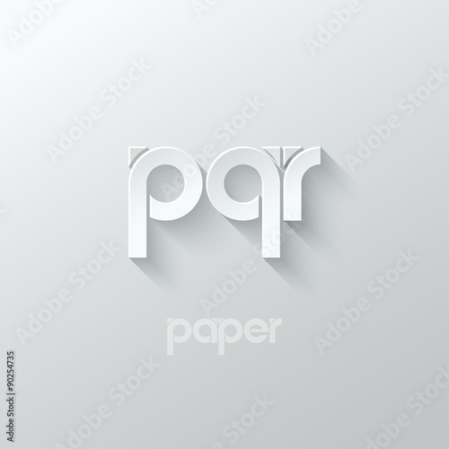 letter P Q R logo alphabet icon paper set background