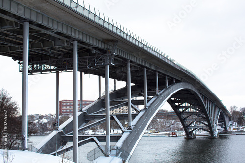Photography A cold wintry day with the beautiful bridge Västerbron in Stockholm Sweden