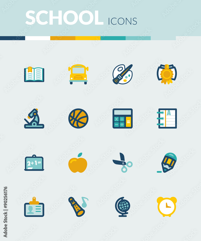 School  colorful flat icons