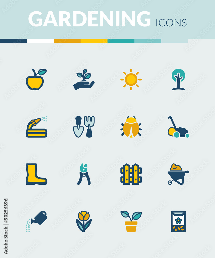 Gardening  colorful flat icons