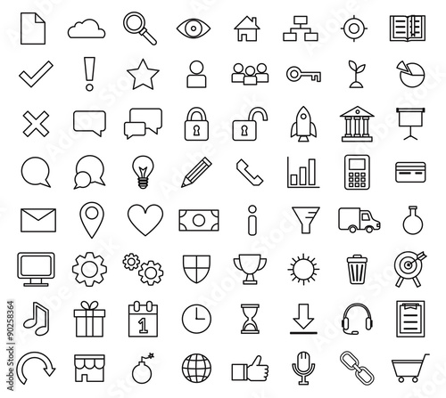 Set of basic business line icons for web presentations