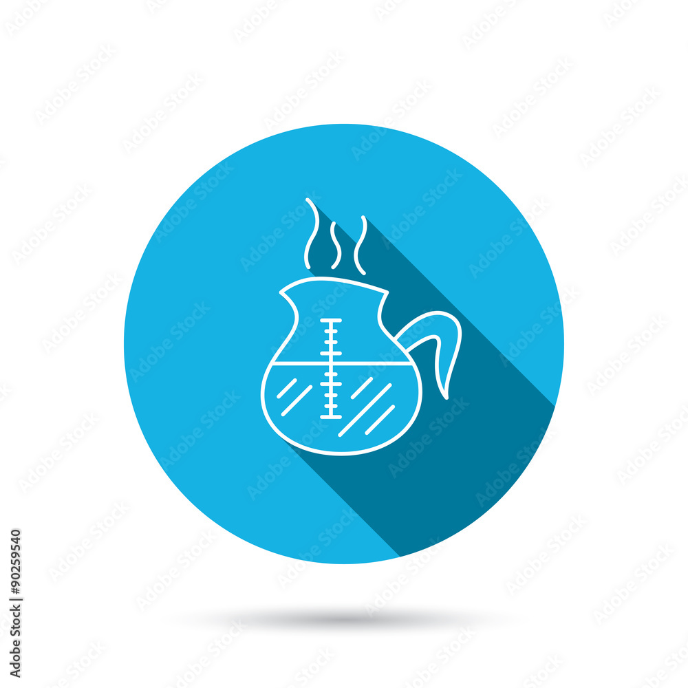 Coffee kettle icon. Hot drink pot sign.