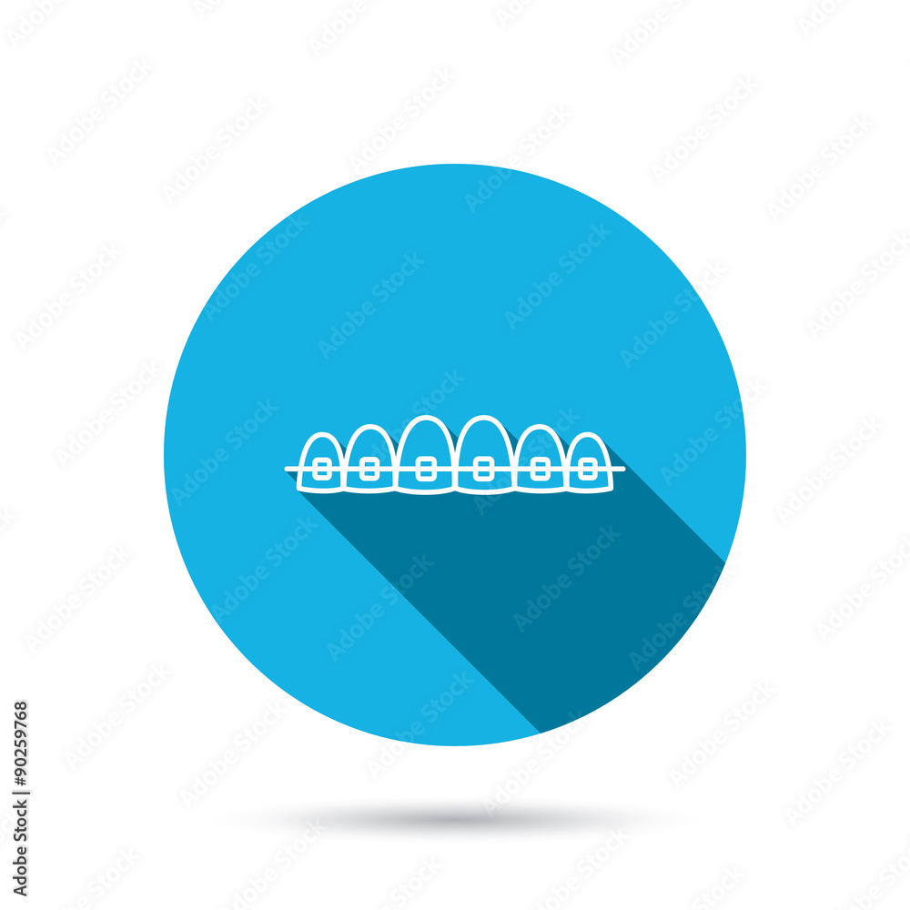 Dental braces icon. Teeth healthcare sign.