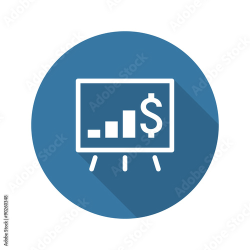 Growing Business Icon. Presentation. Flat Design. Long Shadow.