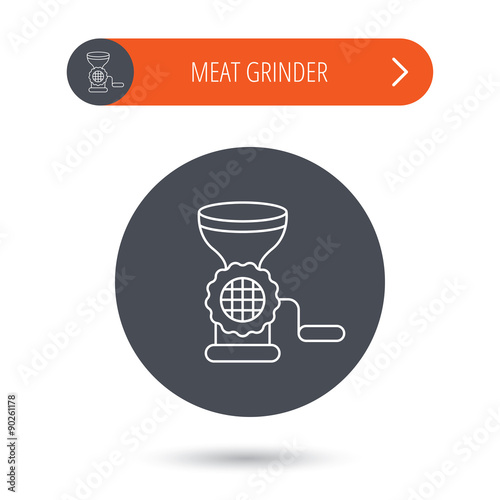 Meat grinder icon. Manual mincer sign.