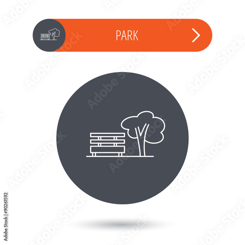 Public park icon. Tree with bench sign.