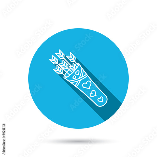 Cupid arrows icon. Love weapon sign.