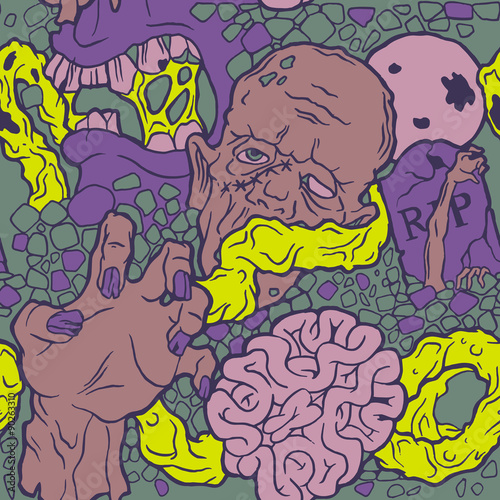 Seamless halloween pattern with zombie