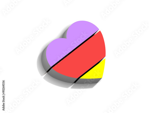 Free Download Three color heart in white background - GFXLoad