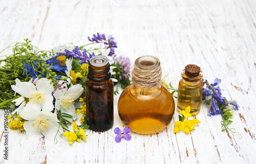 Nature oil with wildflowers photo