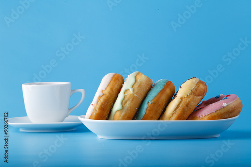 Donuts on dish photo