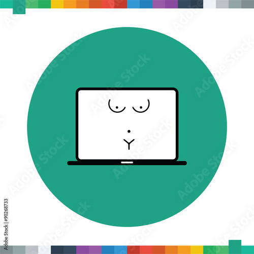 Laptop with porn icon