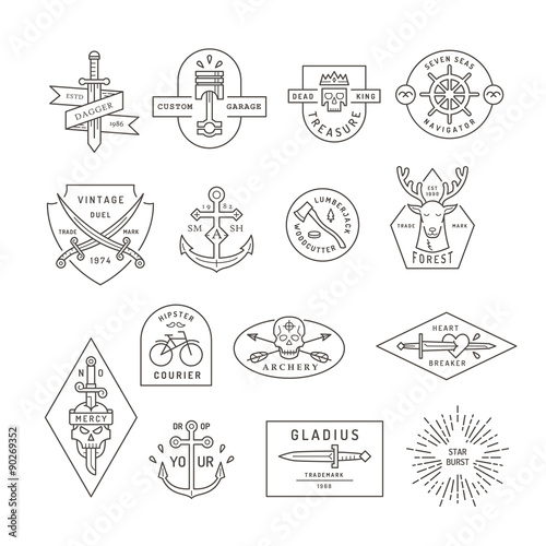 Vintage outline emblem and label design