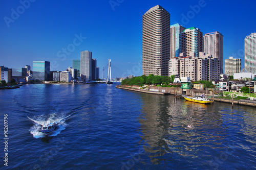 Photography Sumida River and Tsukuda Island in Tokyo