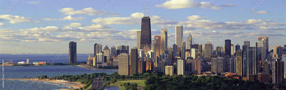 Naklejka premium Panoramiczny widok na jezioro Michigan i Lincoln Park, Chicago, IL