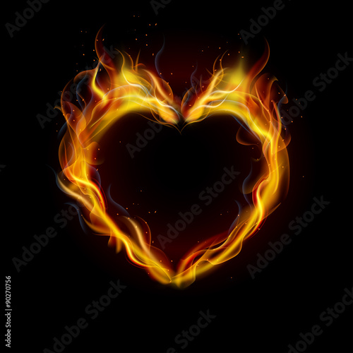 Symbol of love ring of Fire with black background. Vector