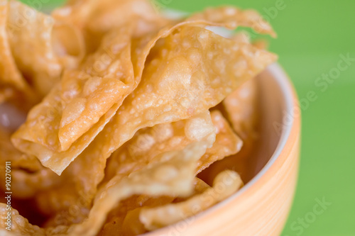 Thai and Asian Style food appetizer Deep Fried Wonton or dumplin photo