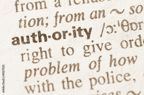 Dictionary definition of word authority