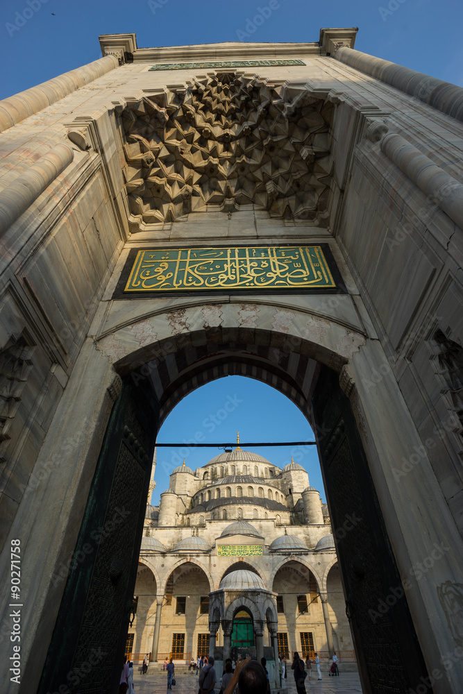 ISTANBUL TURKEY - JUNE 10, 2015: Entrance to the Blue Mosque, Is