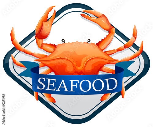 Fresh crab with blue seafood sign
