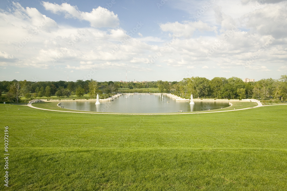 Grand Basin looking from top of Art Hill in Forest Park, St. Louis, Missouri