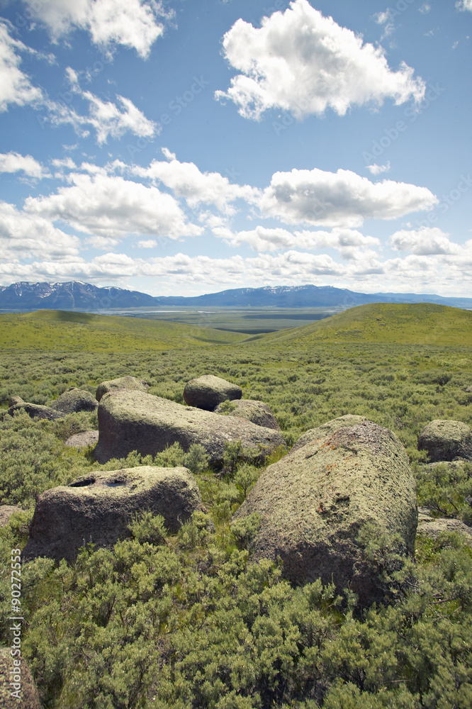 Large rocks and mountains in Centennial Valley near Lakeview, MT
