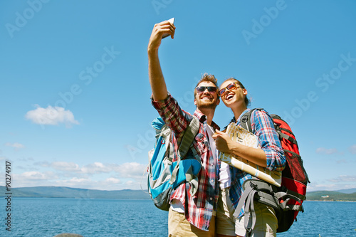 Selfie of travelers