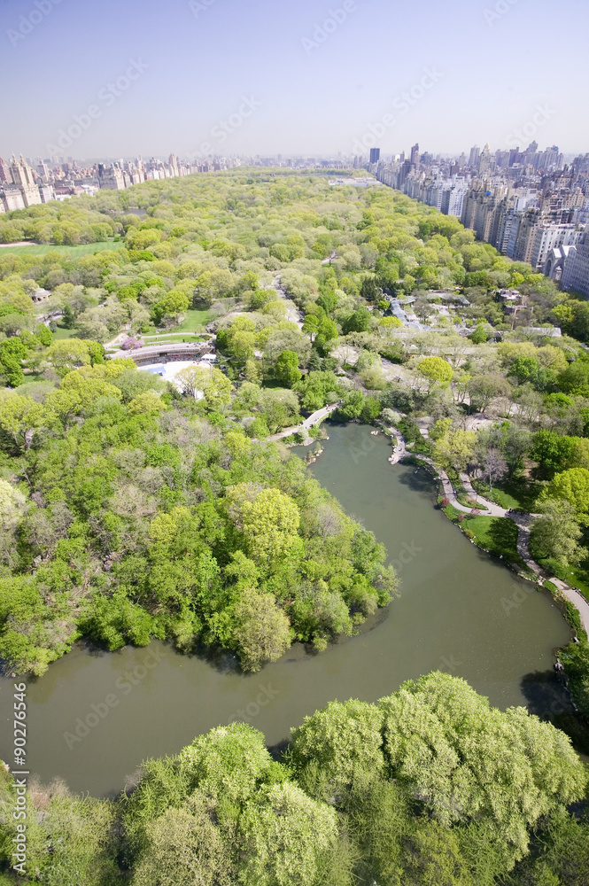 Obraz premium Aerial view of Central Park in spring near Columbus Circle in Manhattan, New York City, New York