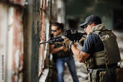 Bild auf Leinwand Private Military Contractor during the special operation