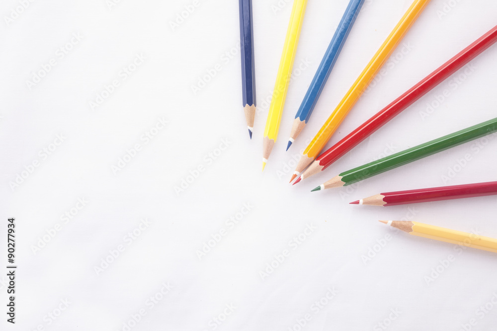 Color pencils isolated on white background 