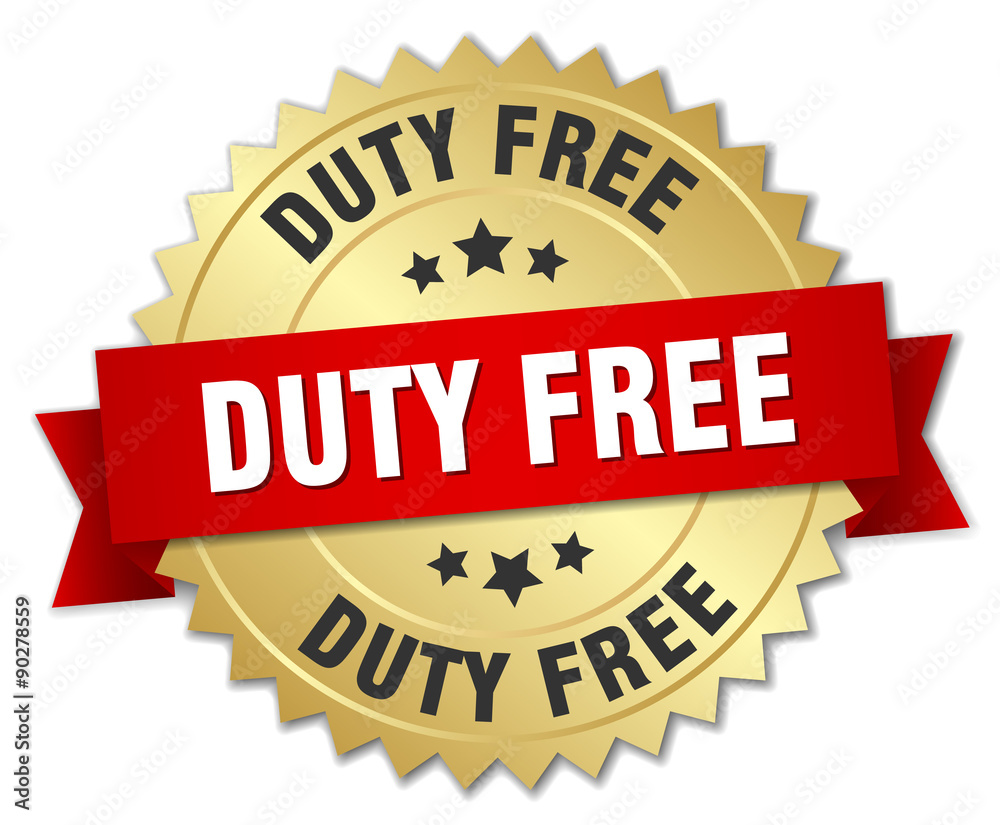 duty free 3d gold badge with red ribbon duty free 3d gold badge with red ribbon
